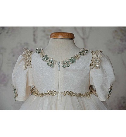 Rochita set de botez printesa de primavara-vara cu dantela bej , My Precious [5]