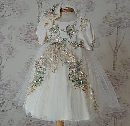Rochite Botez - Rochita set de botez printesa de primavara-vara cu dantela bej , My Precious