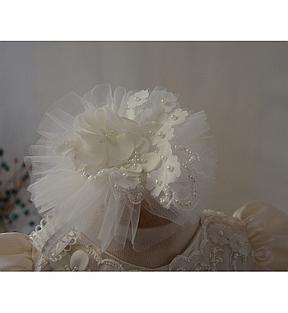 Rochita si paltonas de botez ivoire GRACE KELLY set elegant, 4 piese [5]