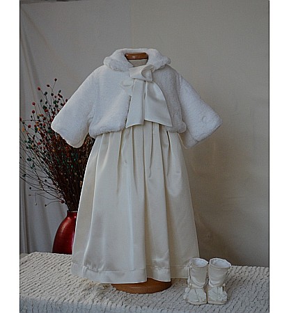Rochita si paltonas de botez ivoire GRACE KELLY set elegant, 4 piese [3]