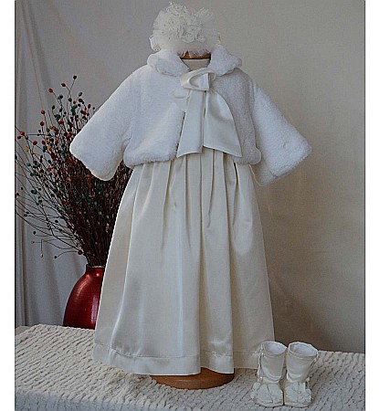 Rochite Botez - Rochita si paltonas de botez ivoire GRACE KELLY set elegant, 4 piese