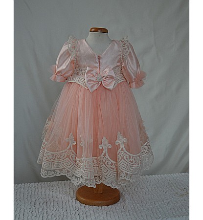 Rochite botez bebe- Rochita botez fetite ANAIS organza si dantela beige, 3 piese [3]