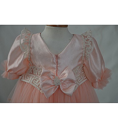 Rochite botez bebe- Rochita botez fetite ANAIS organza si dantela beige, 3 piese [4]