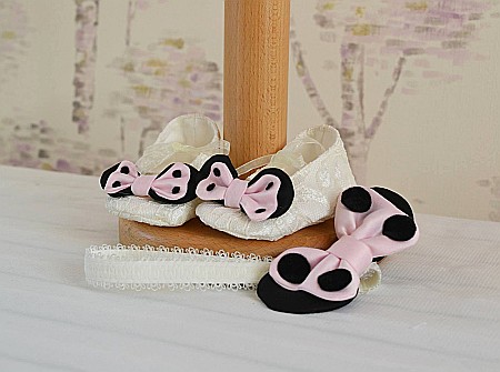 Rochite botez bebe roz de vara MINNIE DRESS - set dantela si tull fin, 3 piese [3]