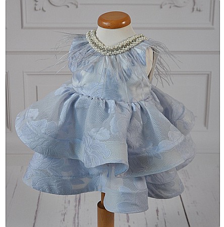Rochite botez fete compleu bleu pentru vara, 3 piese, Lily [2]