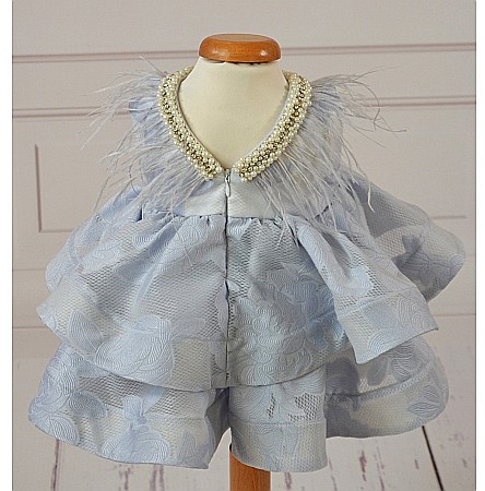 Rochite botez fete compleu bleu pentru vara, 3 piese, Lily [6]