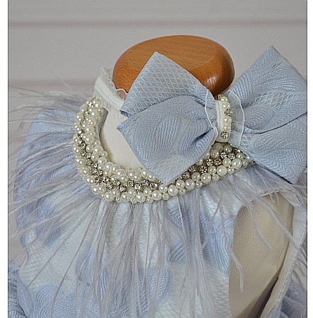 Rochite botez fete compleu bleu pentru vara, 3 piese, Lily [5]