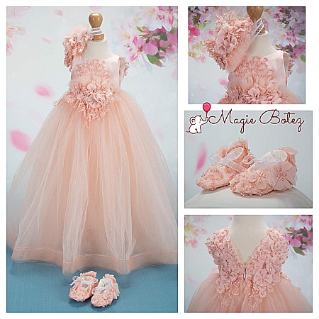 Rochite Botez - Rochite botez fete pentru vara dantela 3D MARIA STUART - set spectaculos 3 piese