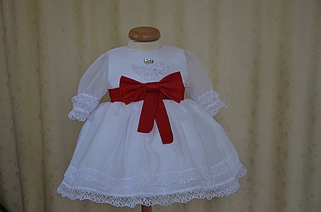 Rochite botez fete Princess in Red - set catifea rosie si dantela, 4 piese [3]