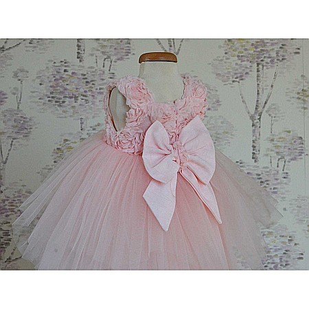 Rochite botez fete roz de vara cu trandafirasi, Rose Tiara [1]