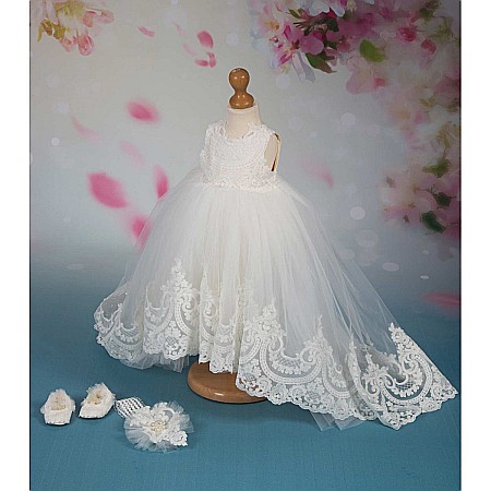 Rochite botez fete, set dantela alba MARIA ANTOANETA, 3 piese [1]