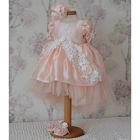 Rochite botez fetite bebe pentru vara din organza corai si dantela 3D, ELIZABETH [3]