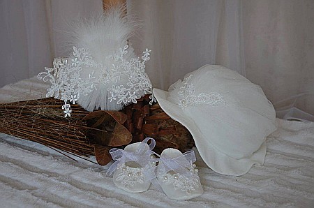 Rochite botez fetite dantela alba Snow White - set elegant, 4 piese [1]