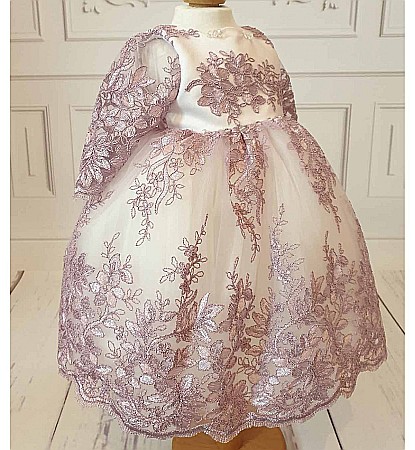 Rochite botez fetite fete bebe dantela mov 3 piese, SHINY [1]