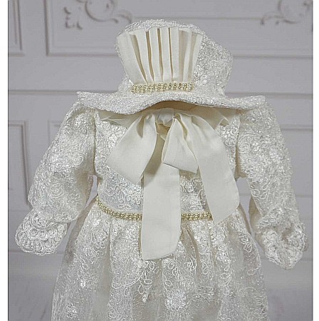 Rochite botez fetite Roberta- set elegant superb din dantela alba, 4 piese [4]
