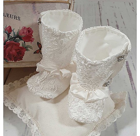 Rochite botez fetite Roberta- set elegant superb din dantela alba, 4 piese [3]