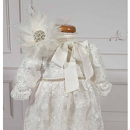 Rochite botez fetite Roberta- set elegant superb din dantela alba, 4 piese [1]