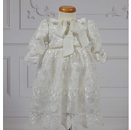 Rochite botez fetite Roberta- set elegant superb din dantela alba, 4 piese [6]