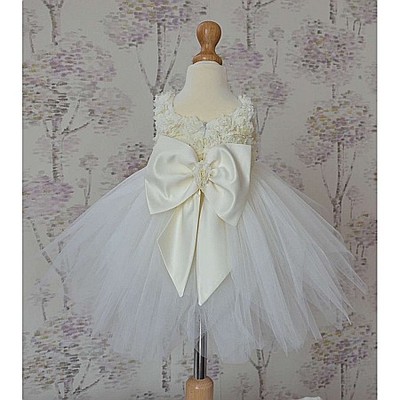 Rochite botez fetite - rochita alb-ivoire fete bebelusi de vara, 3 piese, IVOIRE TIARA [2]