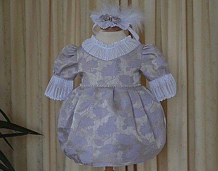 Rochite botez ieftine mov fetite Arabella - set brocart mov si dantela, 3 piese [1]