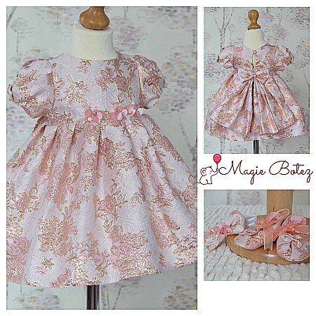 Rochite Botez - Rochite de botez- Rochita botez fete vara roz ROSE, 3 piese