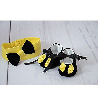 Accesorii hainute botez - Set botosei si bentita de botez fetita, Albinuta