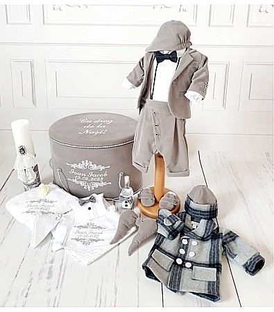 Costume Botez - Set complet costumas, lumanare si trusou de botez Julian