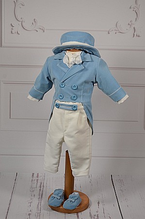 Set costum bleu, lumanare si trusou de botez Ivan [4]