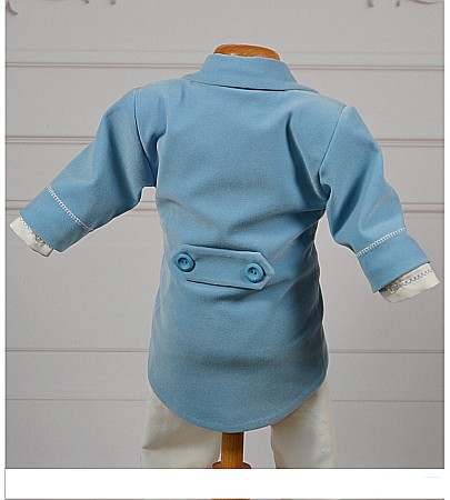 Set costum bleu, lumanare si trusou de botez Ivan [6]