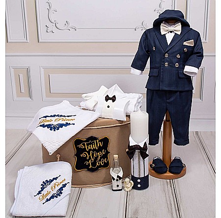 Costume Botez - Set costumas, lumanare si trusou de botez Little Gentleman