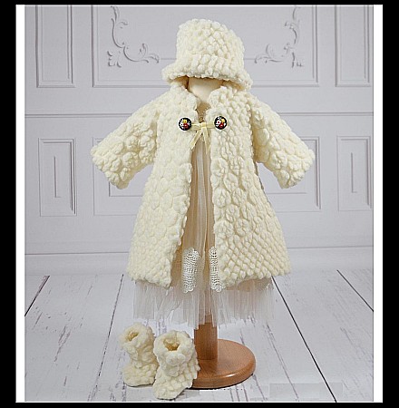 Paltonase botez - Set iarna paltonas traditional de Botez fetite din lana, CATINCA