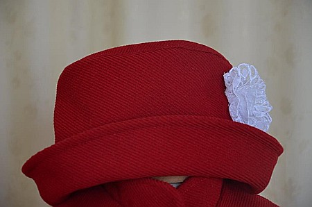 Set paltonas de botez pentru iarna din stofa rosie, 3 piese, cvp09 [2]