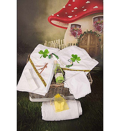 Trusou Botez Baieti Biserica verde cu lantisor de suzeta, TRIFOI [2]
