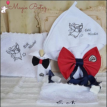 Trusou botez baieti Ingeras brodat cu blazon CROWN