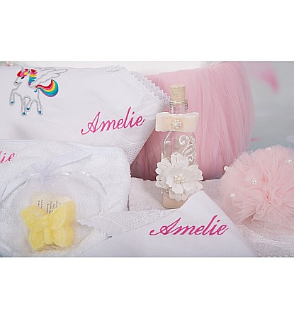 Trusou botez fetite biserica personalizat UNICORN 9 piese [0]