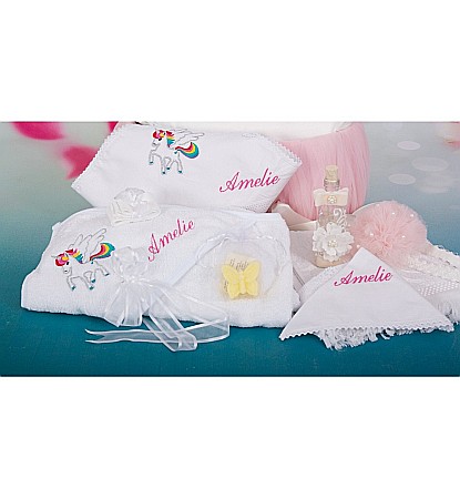 Trusou botez fetite biserica personalizat UNICORN 9 piese [1]