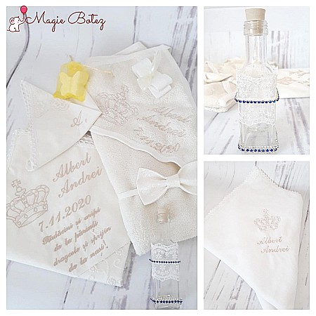Trusou de botez ivoire baiat elegant biserica Avorio