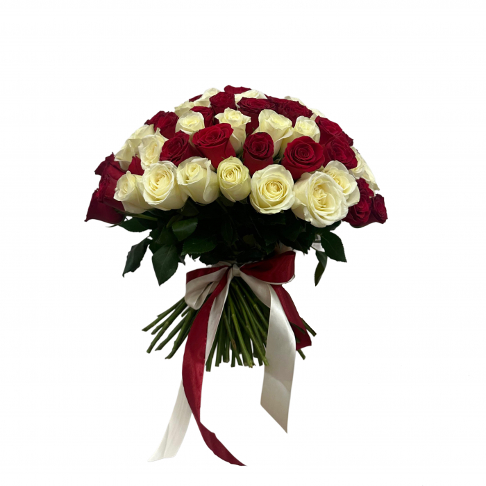 Buchet 101 Trandafiri Rosii si Albi [3]