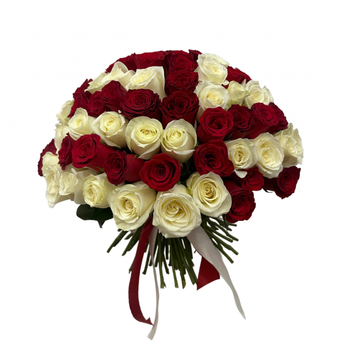 Buchet 101 Trandafiri Rosii si Albi [2]