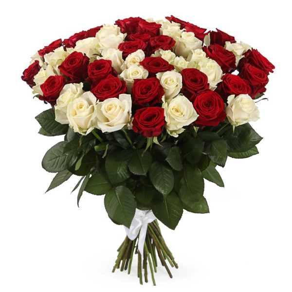 Buchet 51 Trandafiri  Rosii si Albi [1]