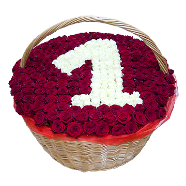 Cos 501 Trandafiri Rosii-Albi Aniversare [1]