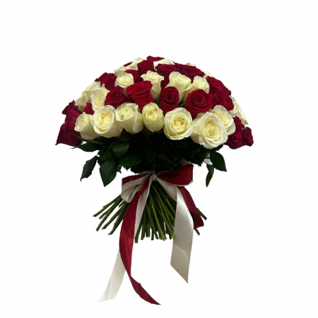 Buchet 101 Trandafiri Rosii si Albi [2]
