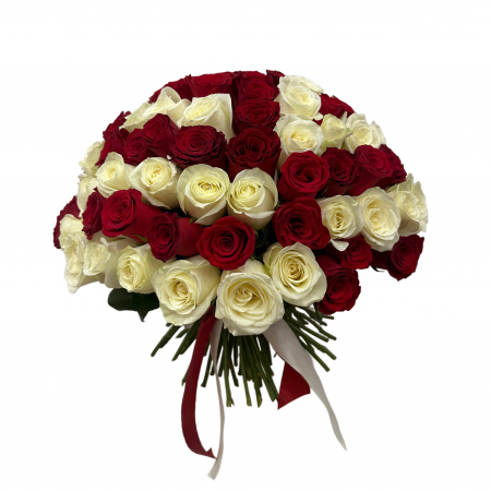 Buchet 101 Trandafiri Rosii si Albi [1]