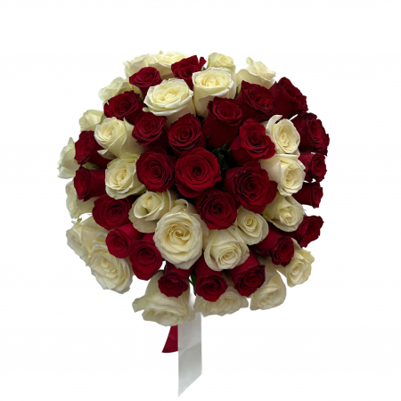 Buchet 51 Trandafiri Rosii si Albi [1]