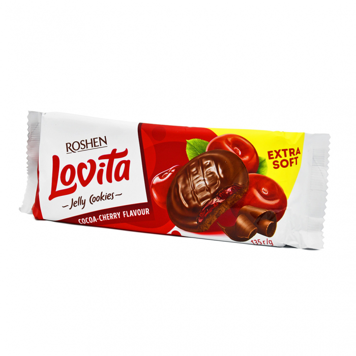Biscuiti LOVITA cu ciocolata si jeleu de cirese 135 gr Mica [4]
