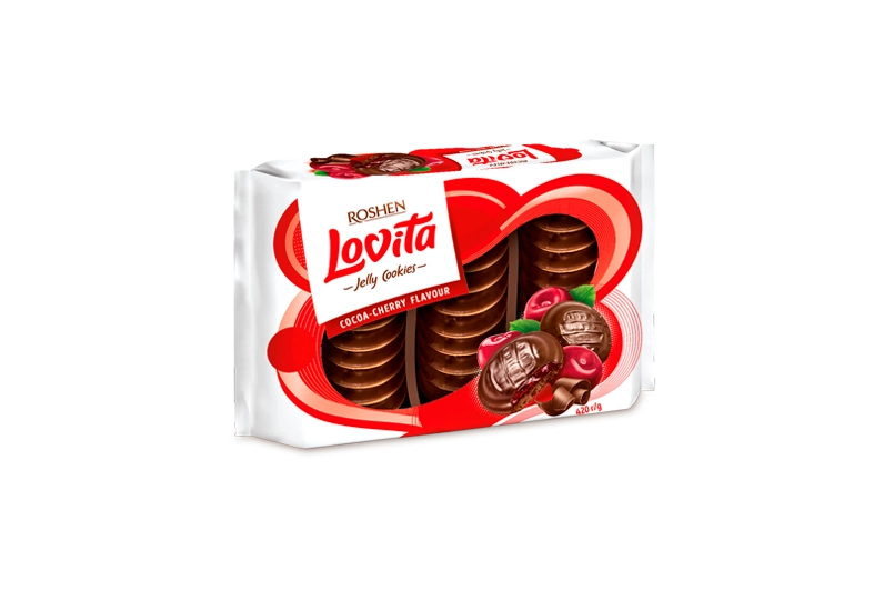 Biscuiti LOVITA cu jeleu de visine si ciocolata 420 g Mare [1]