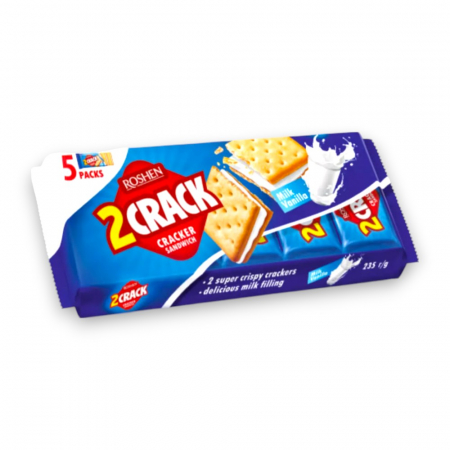 Biscuiți - Biscuiti  2 CRACK cu umplutura de Lapte 235 g