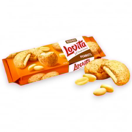 Biscuiți - Biscuiti LOVITA Soft Cream cu arahide, 127 g
