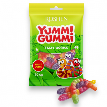 Jeleuri - Jeleuri Yummi Gummi Fizzy Worms 70 gr