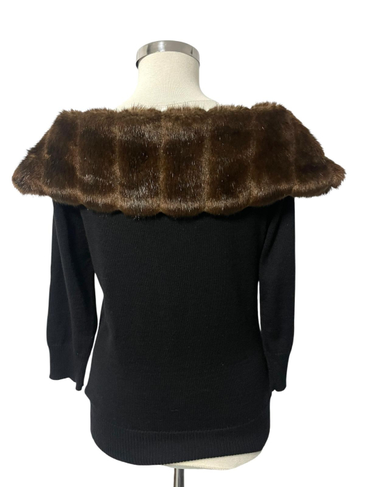 Pulover amestec lana cu guler din blana naturala                  M [2]